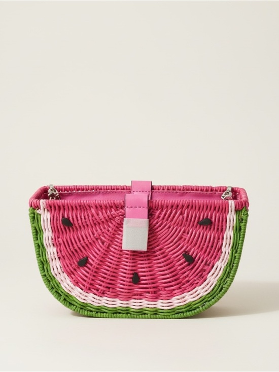 Kate Spade Watermelon Wicker Crossbody Novelty Bag NWT Chain Strap - Picture 9 of 13